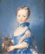 PERRONNEAU, Jean-Baptiste A Girl with a Kitten oil on canvas